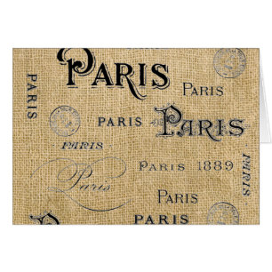 Cartão Paris em Burlap