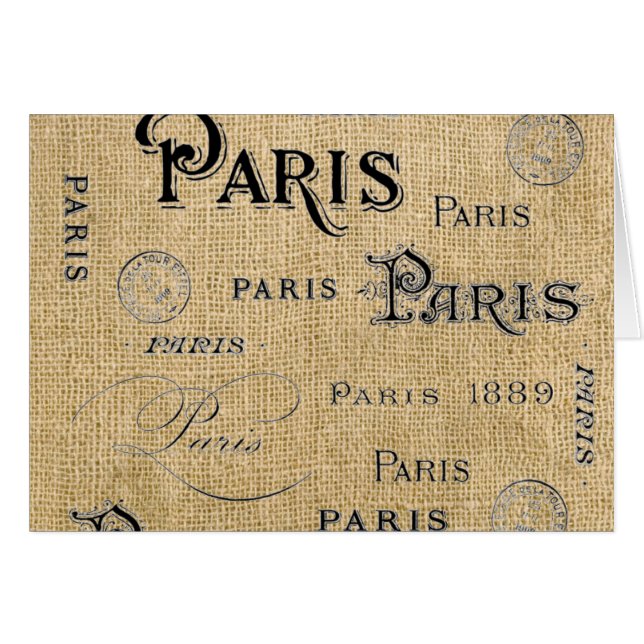 Cartão Paris em Burlap (Frente Horizontal)