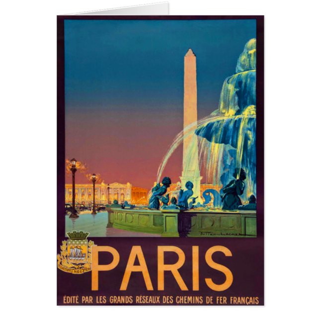 Cartão Paris França Fonte Obelisco (Frente)