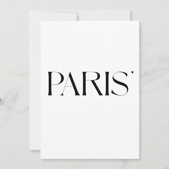 Cartão Paris - minimalistic typography card (Frente)