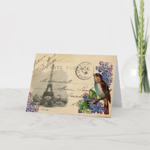 Cartão Paris Postcard Bird on Lilacs Card