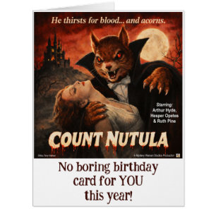 Cartão Paródia de Filme Retro do Conde Nutula