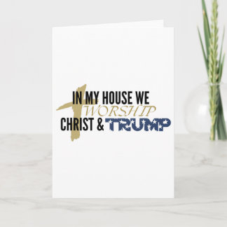 Cartão Paródia Engraçada “Nós Worship Cristo E Trump” 