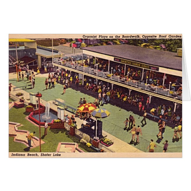 Cartão Parque de diversões 1950 de Shafer do lago (Frente Horizontal)