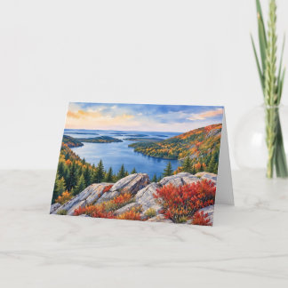 Cartão Parque Nacional Acadia Maine Aquarela