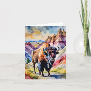 Cartão Parque Nacional Badlands South Dakota Watercolor