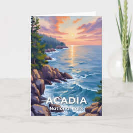 Cartão Parque Nacional de Acadia | Pintura de Viagem de A