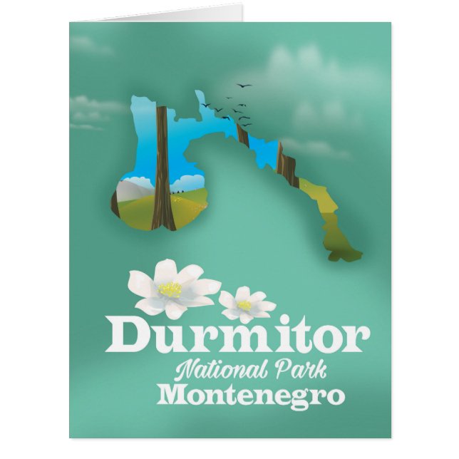 Cartão parque nacional Durmitor, Montenegro mapa (Frente)