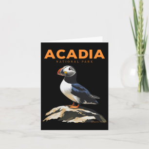 Cartão Parque Nacional Retro Acadia Atlantic Puffin Bird