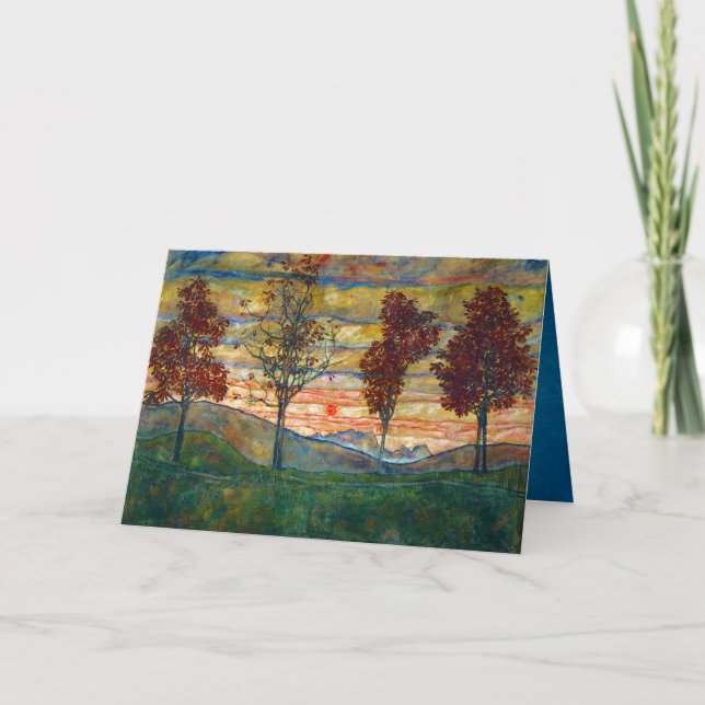 Cartão Parque Natural de Árvores Egon Schiele Quatro Árvo (Frente)