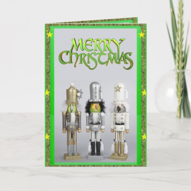 Cartão Parrot Nutcracker Christmas Card (Frente)