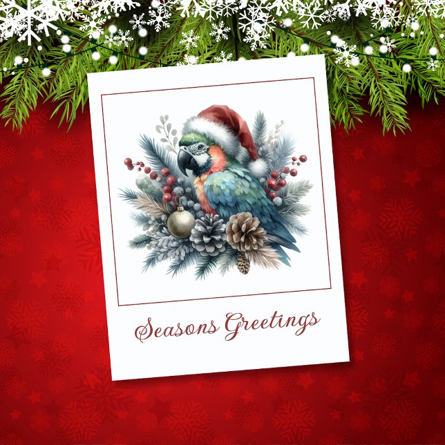 Cartão Parrot Seasons Tropical Saudações Natal (Criador carregado)