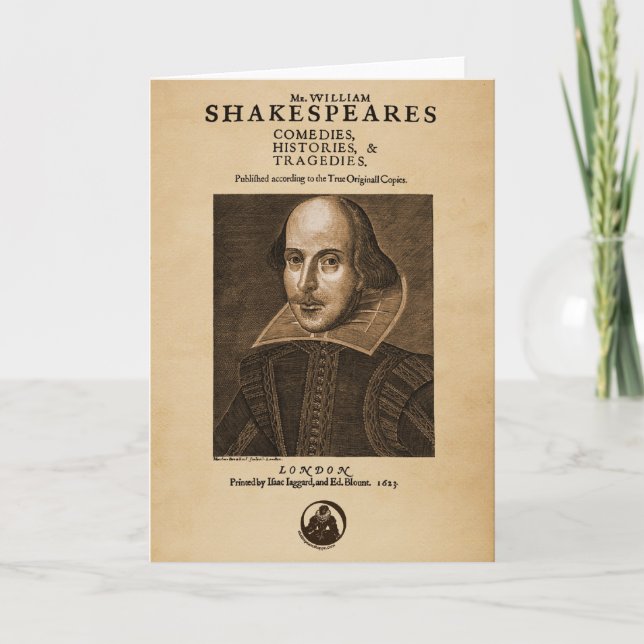 Cartão Parte dianteira ao primeiro fólio de Shakespeare (Frente)