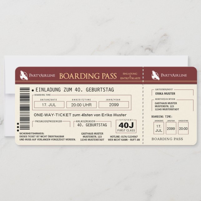 cartão particular de convite a 40. Aniversário (Frente)