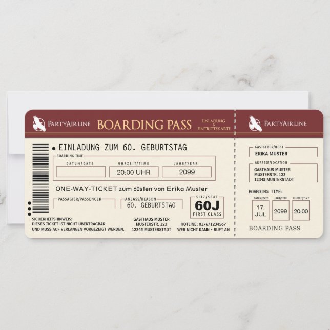 cartão particular de convite a 60. Aniversário (Frente)