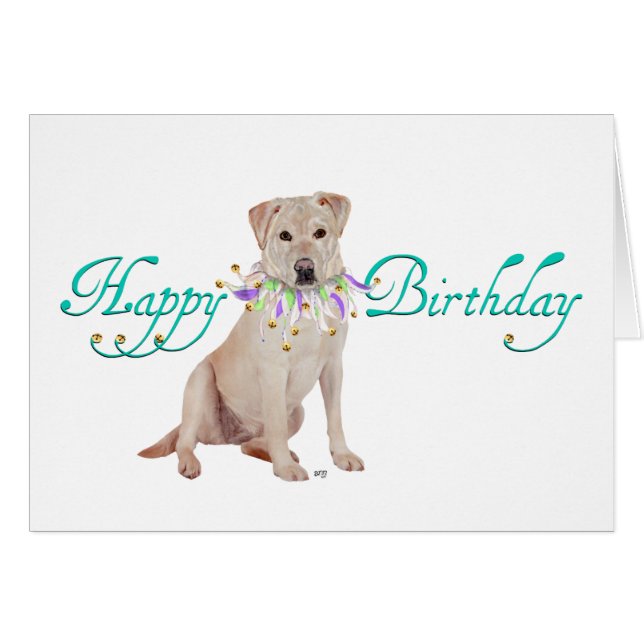 Cartão Partido do Retriever Labrador Amarelo (Frente Horizontal)