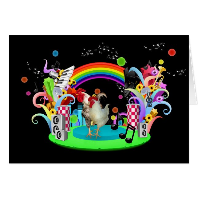 Cartão Partido Funky da galinha (Frente Horizontal)