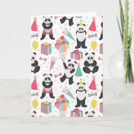 Cartão Partido Panda - Padrão de Aniversário