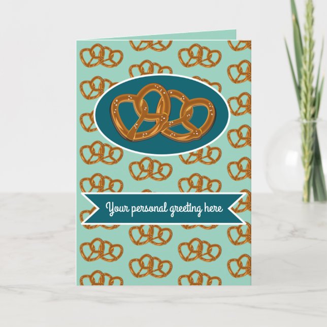 Cartão Partido Pretzel: Casando Teal e Aqua costume (Frente)