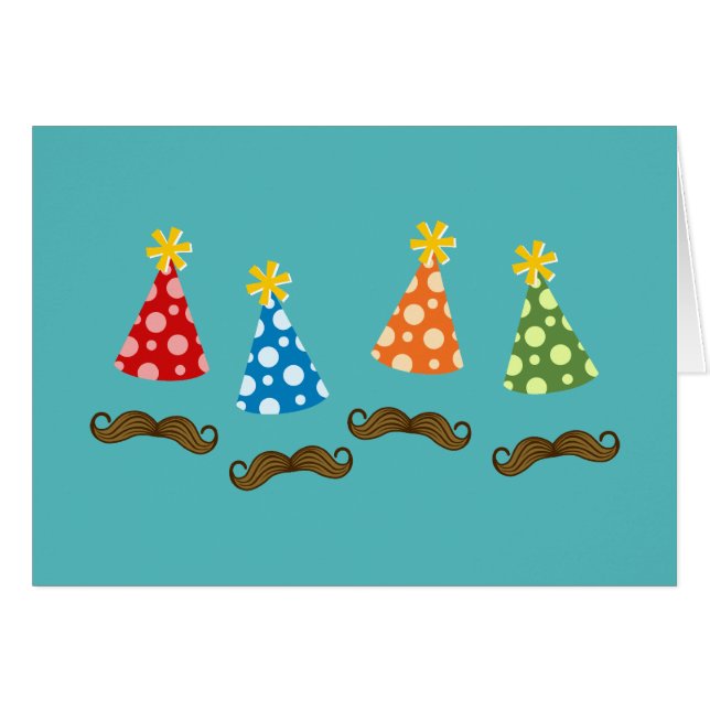 Cartão Partido Retro Mustache (Frente Horizontal)