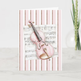 Cartão Partitura de Violino Rosa