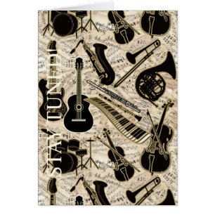 Cartão Partitura e instrumentos pretos/ouro ID481