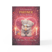 Partner Birthday Card – Romantic Bear Design