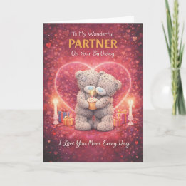 Cartão Partner Birthday Card – Romantic Bear Design