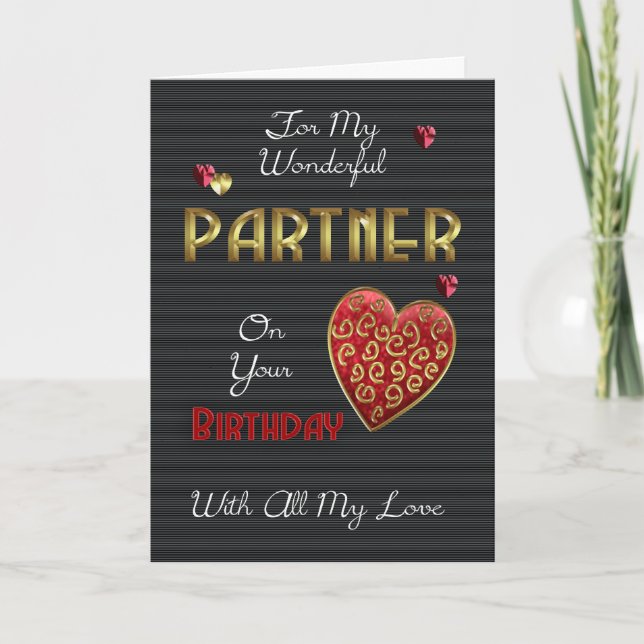 Cartão Partner, Birthday With Gold & Embossed Effect (Frente)