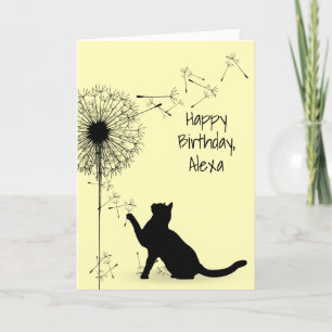 Cartão Parto de Gato Negro e Dandelion 