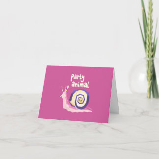 Cartão Party animal snail greetings card (pink)