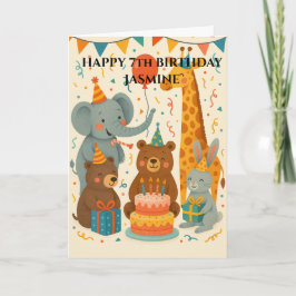 Cartão Party Animals Celebrating a Birthday Custom 