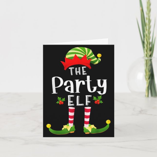 Cartão Party Christmas Elf Matching Pajama X-mas Party  (Frente)