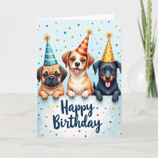 Cartão Party Hat Dogs Birthday Card