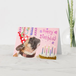 Cartão Party Pug and Birthday Cake