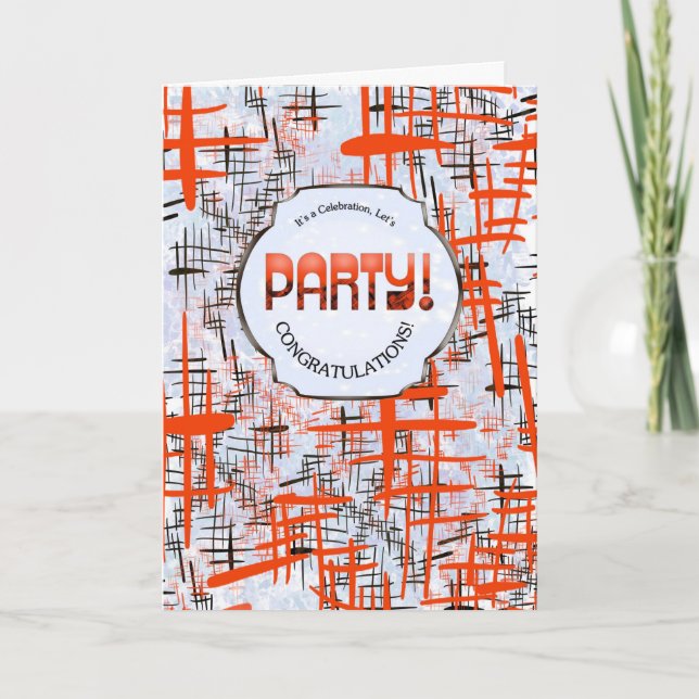 Cartão Party! Retro Modern Congratulations Card (Frente)