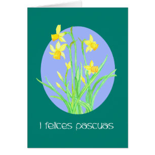 Cartão Páscoa bonito da língua espanhola dos Daffodils