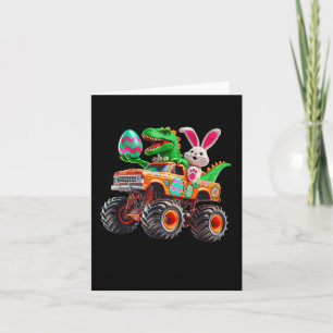 Cartão Páscoa Bunny T-rex Monster Truck Dino Engraçado Bo
