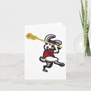 Cartão Páscoa Bunny Tocando Lacrosse