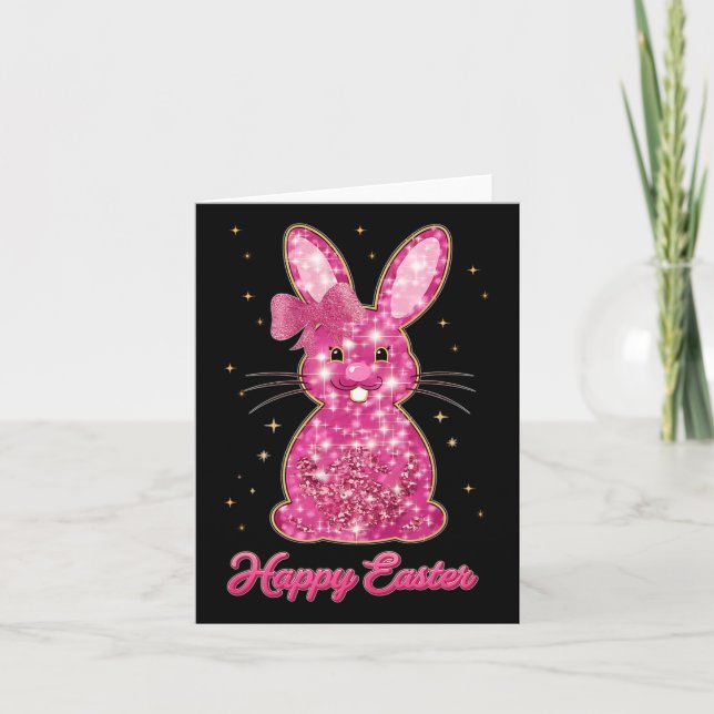 Cartão Páscoa Chinoiserie Floral Bunny Com Arco Azul (Frente)