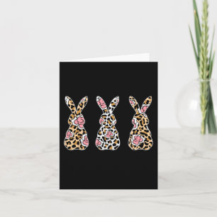 Cartão Páscoa Coelho Trio de Leopard Castor Cuado Floral