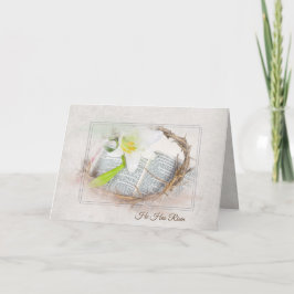 Cartão Páscoa Coroa e Bíblia com Lily