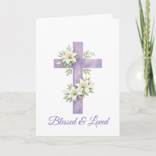 Cartão Páscoa Cruz Aquarela Floral Dia das Mães 