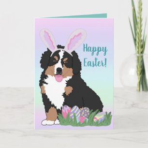 Cartão Páscoa de Cachorro da Montanha Bernese Personalizá