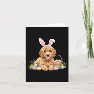 Cartão Páscoa de Goldendoodle Bonita Dia de Ovos Flores S
