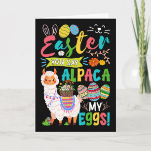 Cartão Páscoa Diga Alpaca Meus Ovos Coelho Alpaca Caça Ov