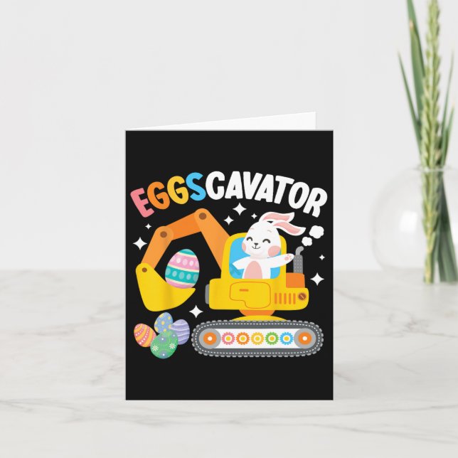 Cartão Páscoa Eggscavator - Truque de Construção de Ovo (Frente)