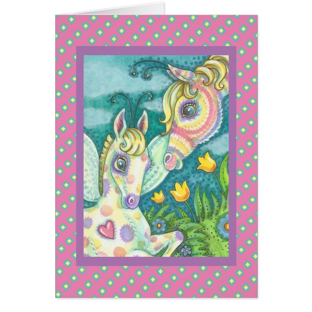 Cartão PÁSCOA FAIRY, BABY PONY GREETING NOTING CARD Verse (Frente)