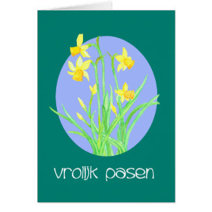 Cartão Páscoa holandesa da língua dos Daffodils bonito
