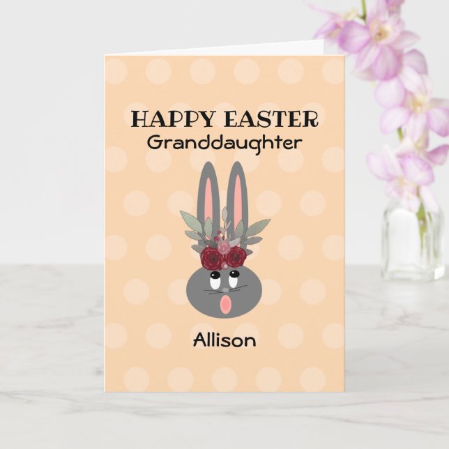 Cartão Páscoa Neta Peach Bunny Personalizado (Orquídea)